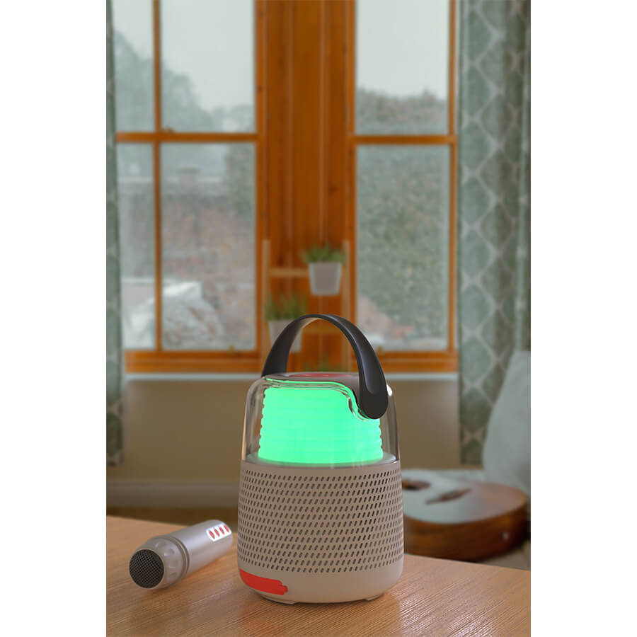 MOB – Karaoke Lautsprecher KS-80 Grey mit Mikrofon, Bluetooth & Licht