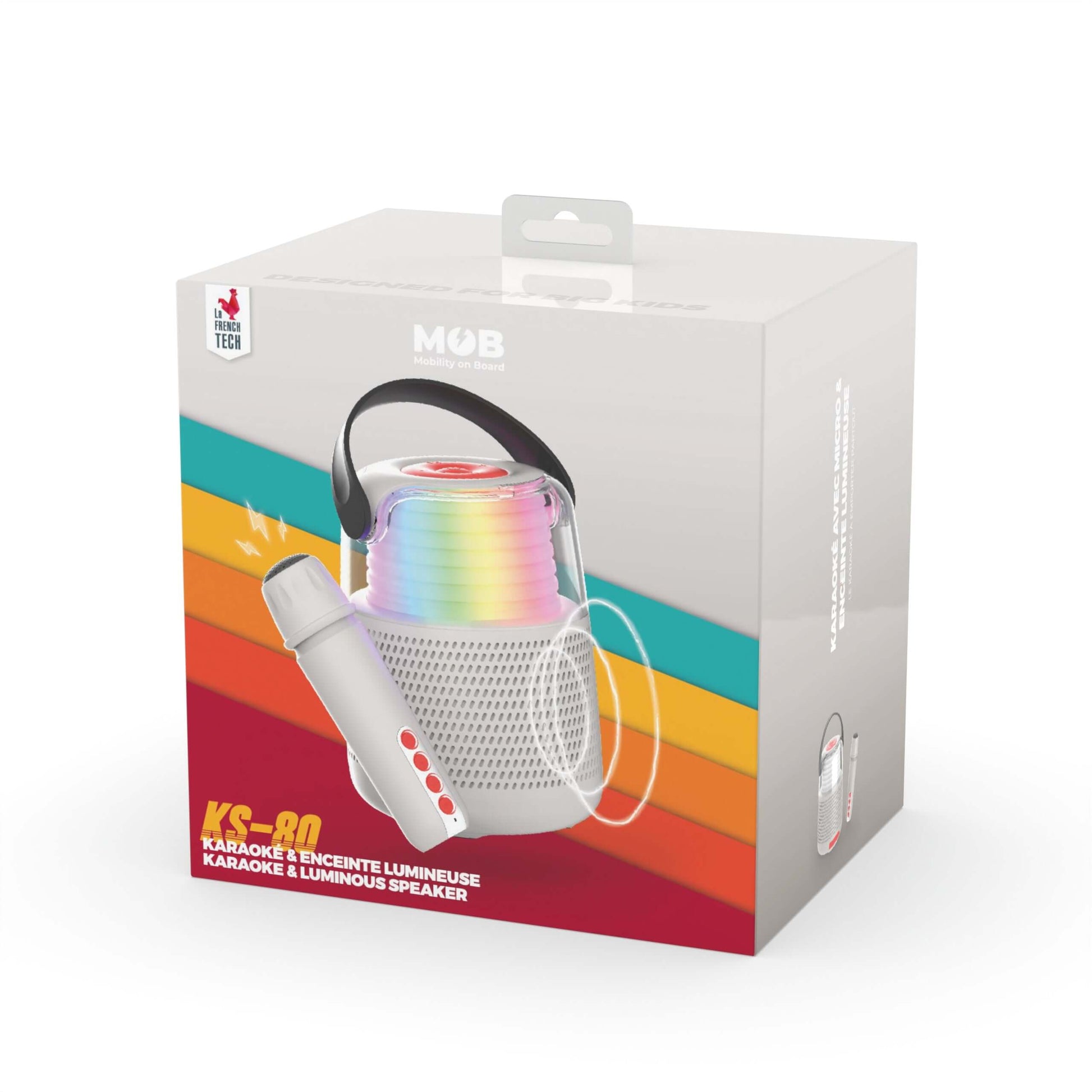 MOB – Karaoke Lautsprecher KS-80 Grey mit Mikrofon, Bluetooth & Licht