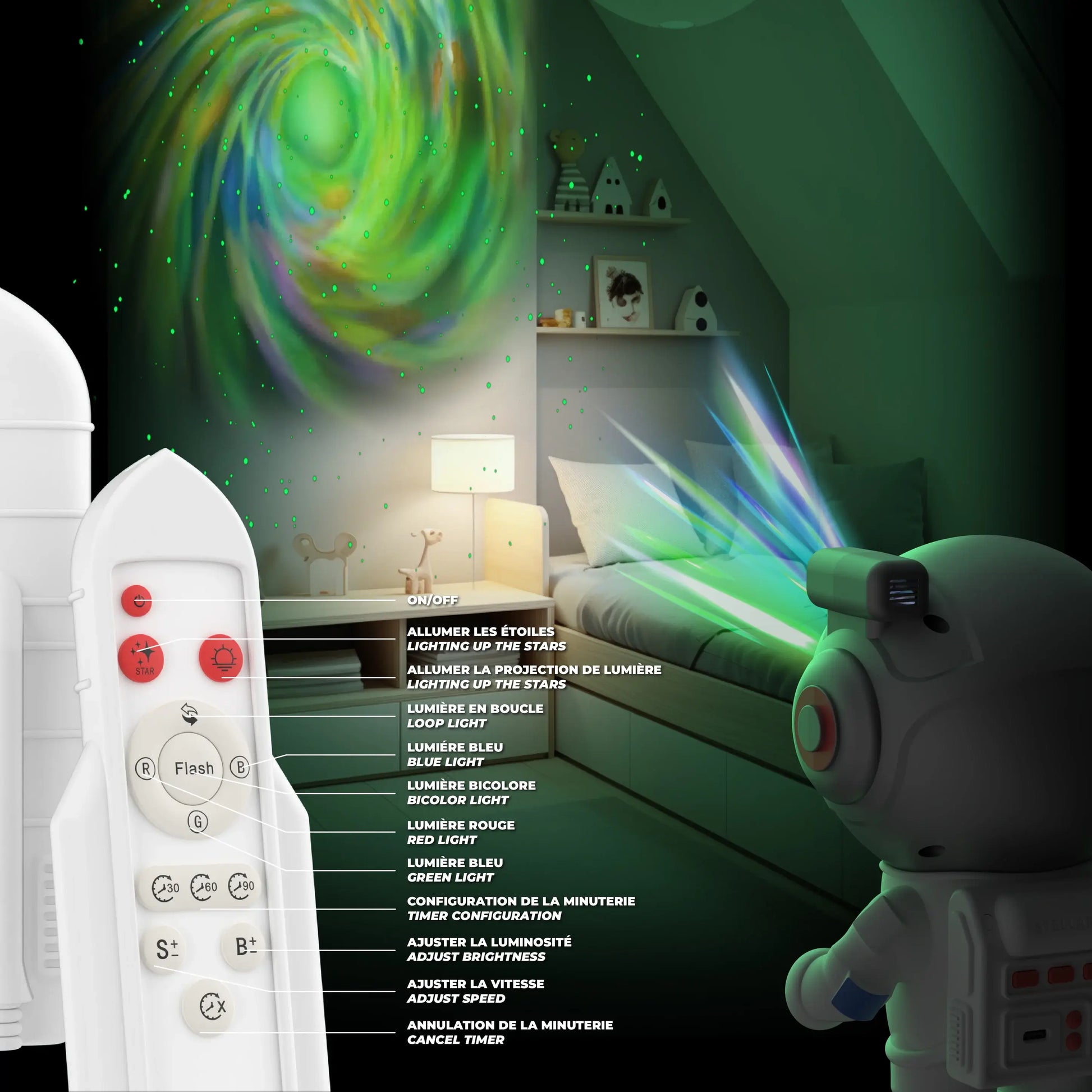 MOB – Stellar Light Milky Way Projektor, Astronaut Nachtlampe, 360°