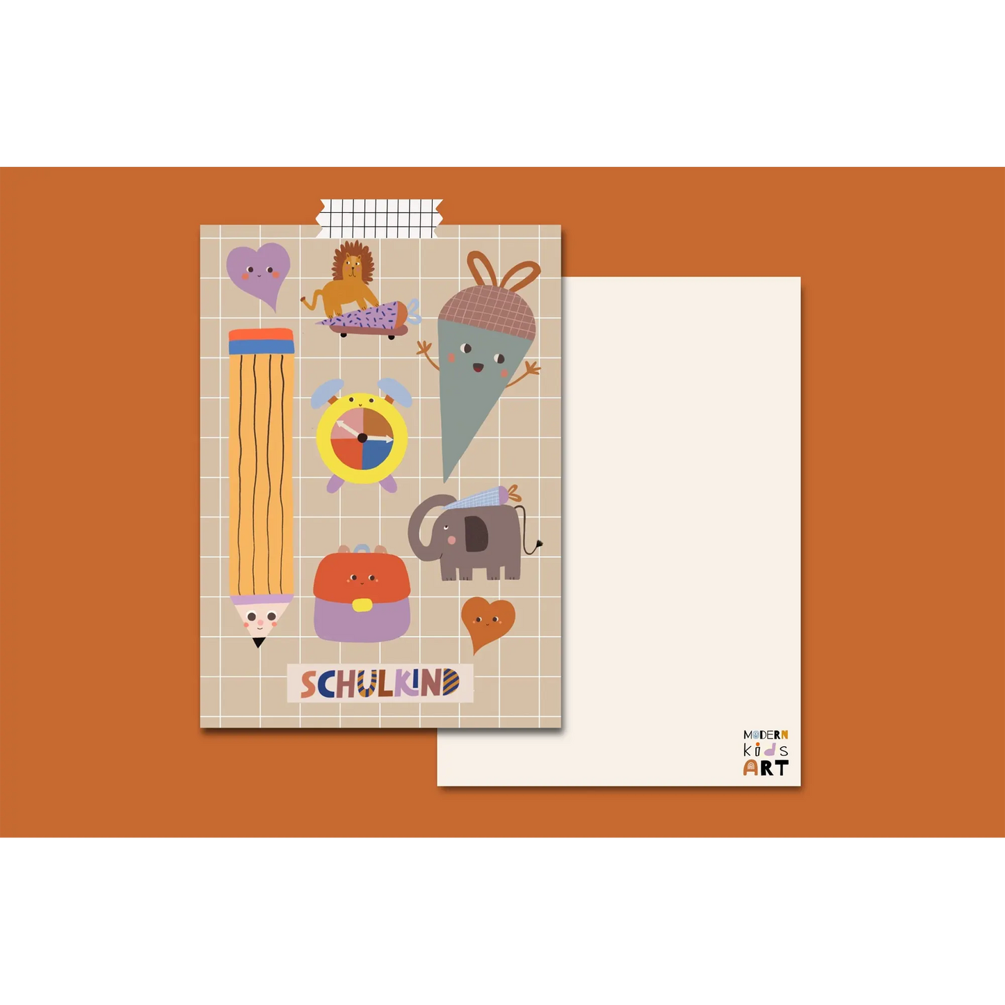 Modern Kids Art – Postkarte zur Einschulung "Schulkind Mix"
