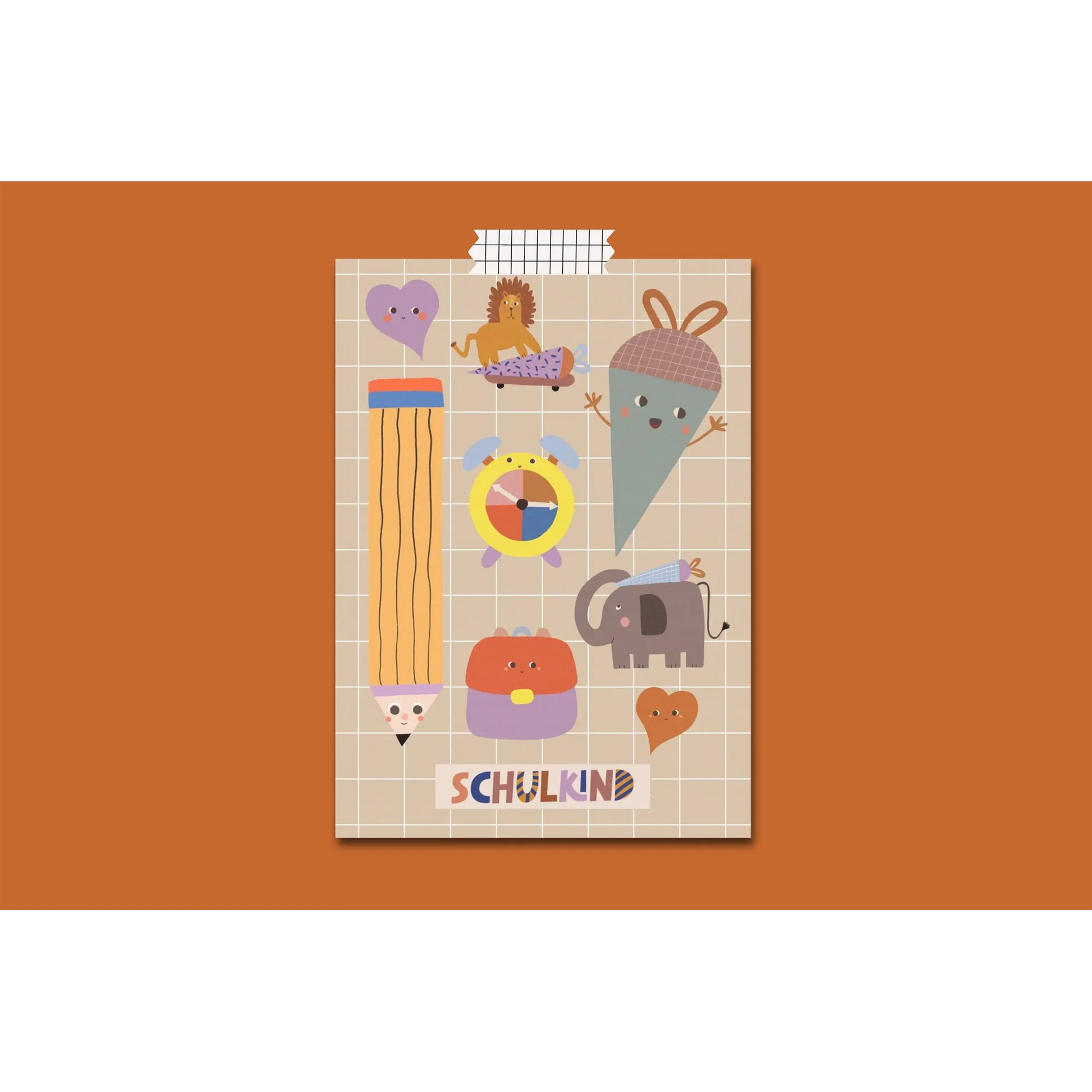 Modern Kids Art – Postkarte zur Einschulung "Schulkind Mix"