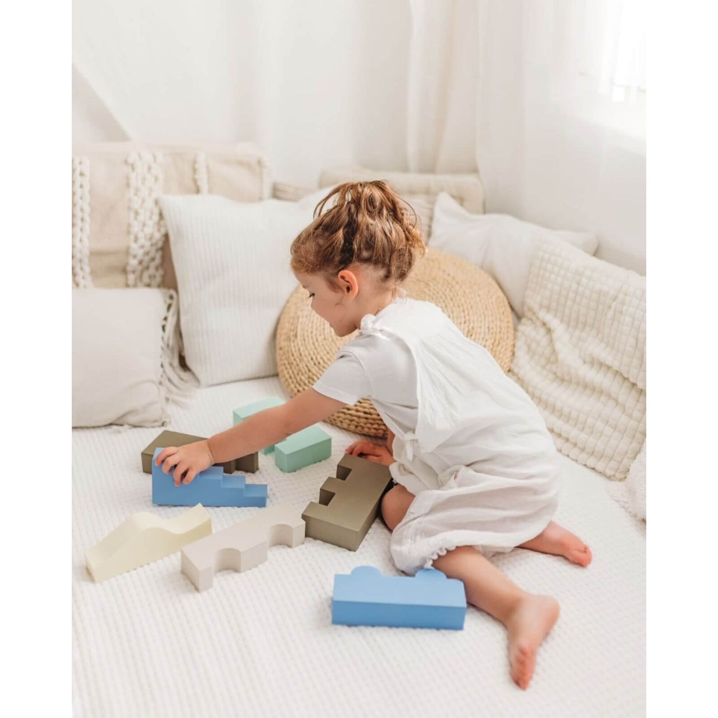 Moes - Spielsteine Puzzle Blocks "Sky" Blau 11-tlg.