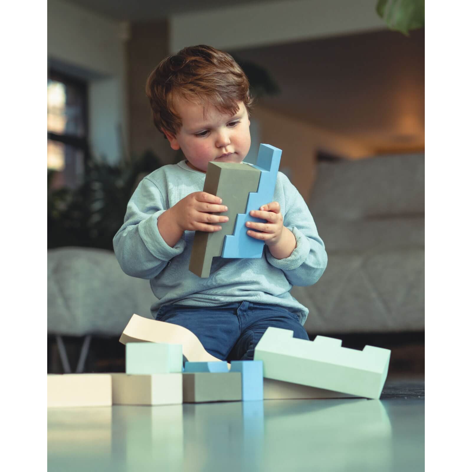 Moes - Spielsteine Puzzle Blocks "Sky" Blau 11-tlg.