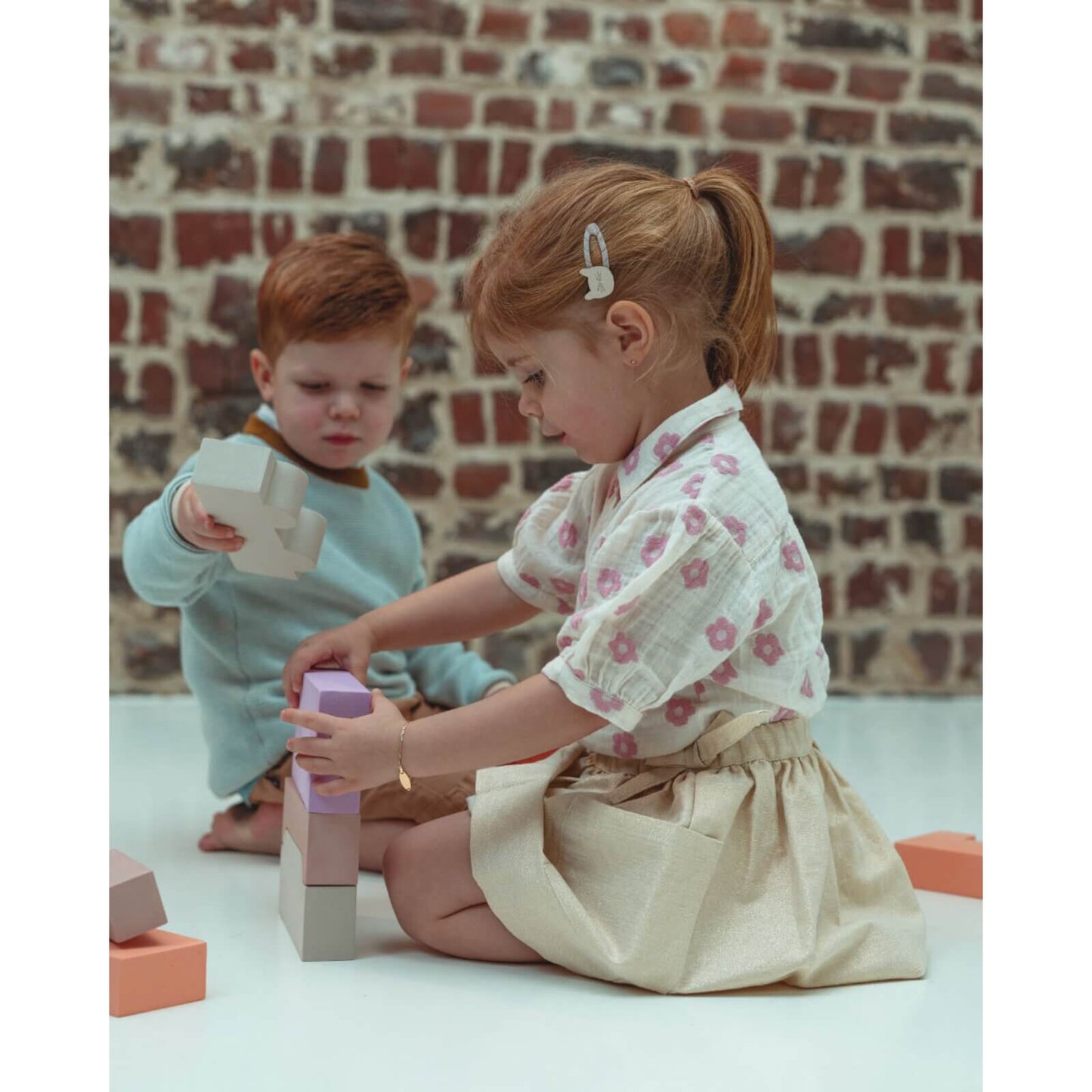 Moes - Spielsteine Puzzle Blocks "Earth" Peach 11-tlg.