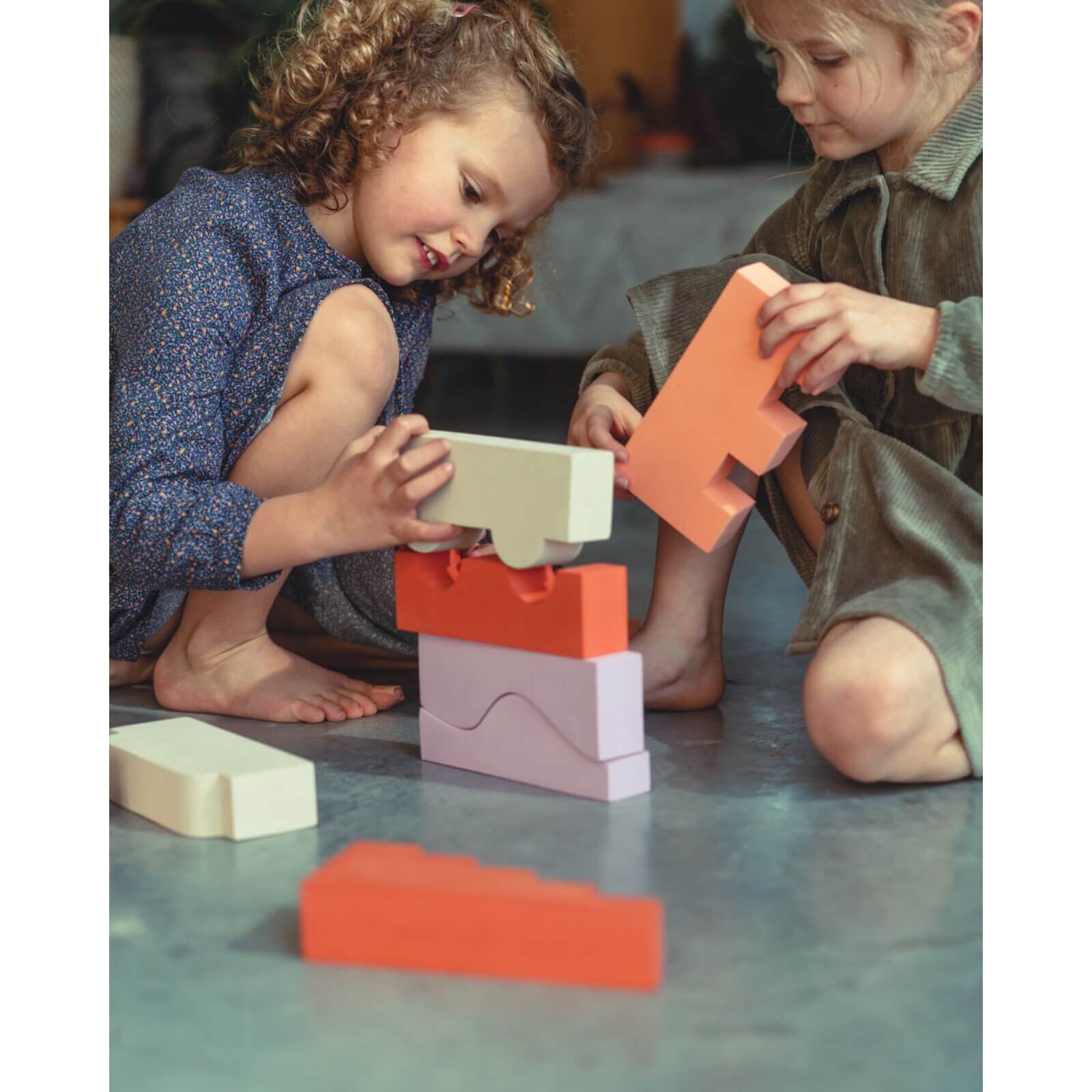 Moes - Spielsteine Puzzle Blocks "Earth" Peach 11-tlg.