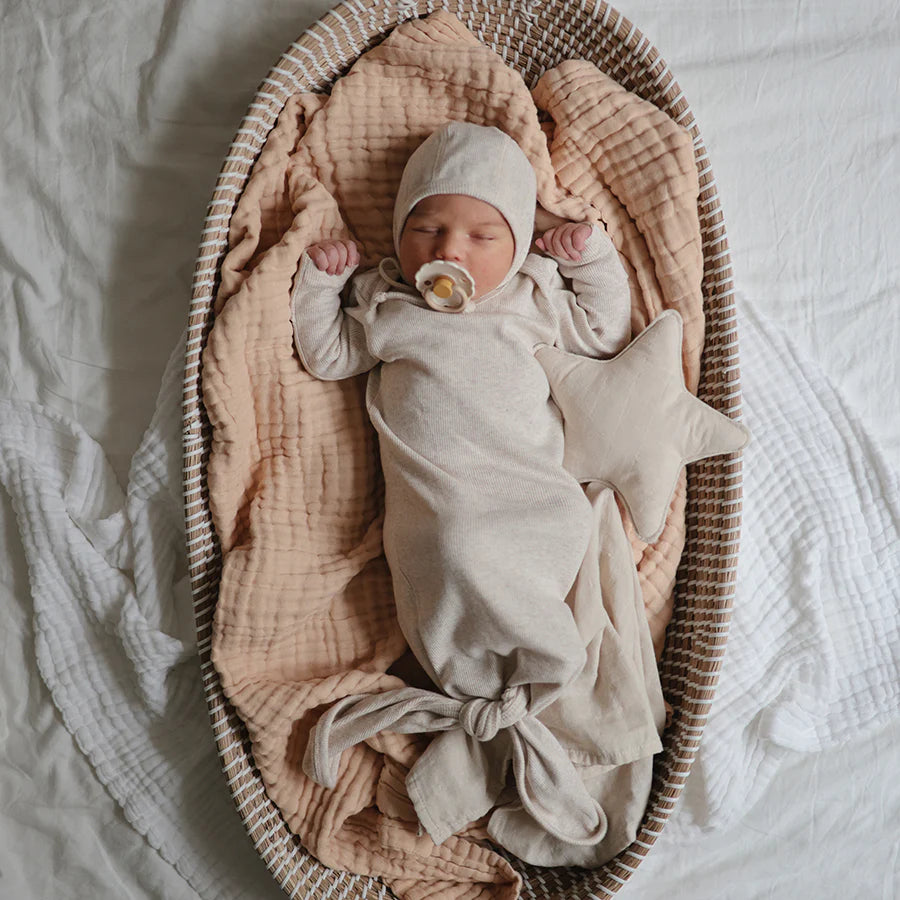 Mushie - Babymütze "Ribbed Beige / Melange"