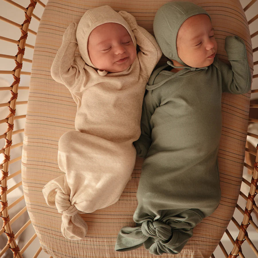 Mushie - Babymütze "Ribbed Beige / Melange"