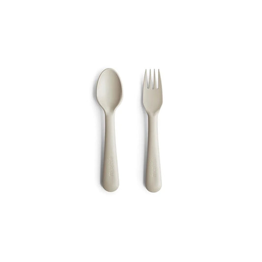 Mushie - Besteckset "Fork & Spoon, Ivory"
