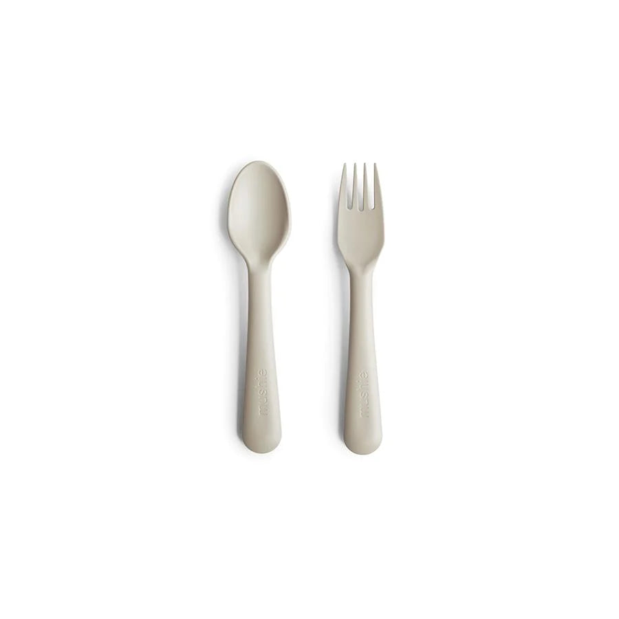 Mushie - Besteckset "Fork & Spoon, Ivory"