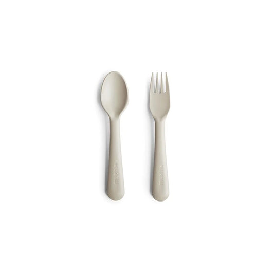 Mushie - Besteckset "Fork & Spoon, Ivory"