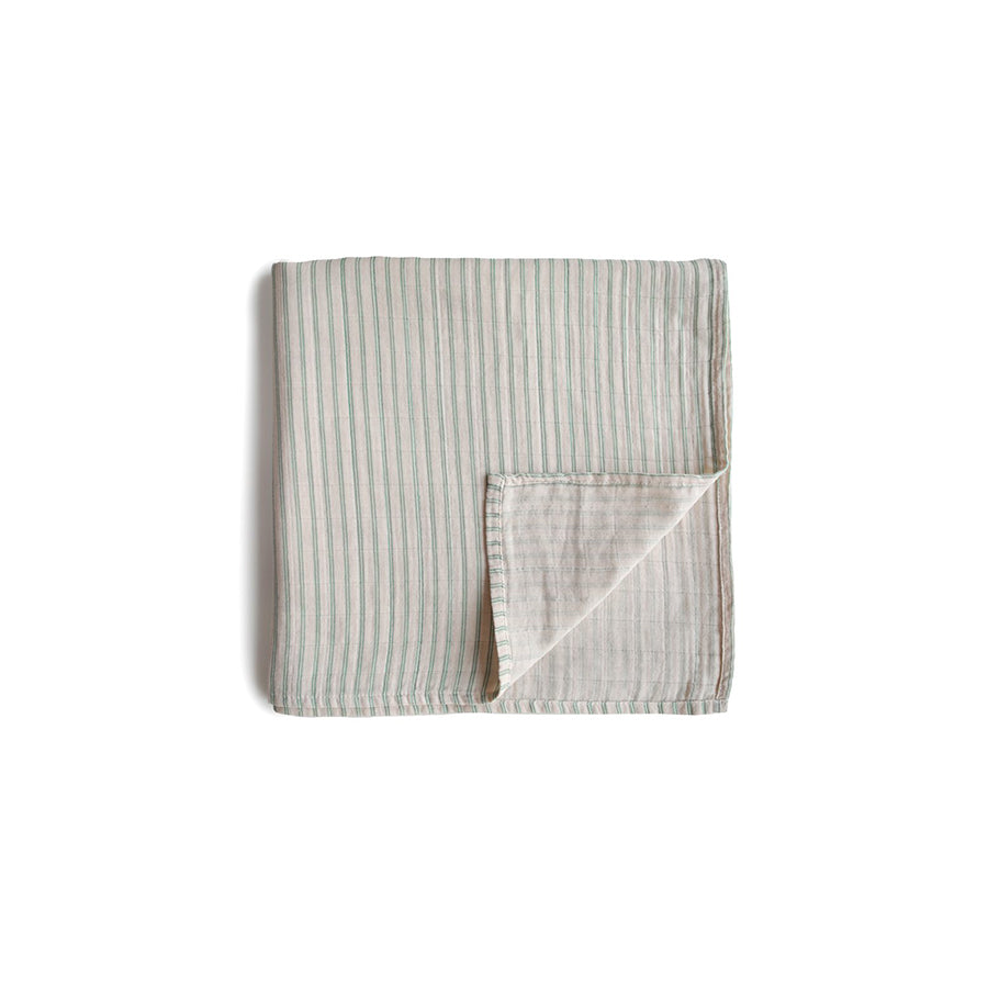 Mushie - Mulltuch "Swaddle Muslin Sage Stripe"