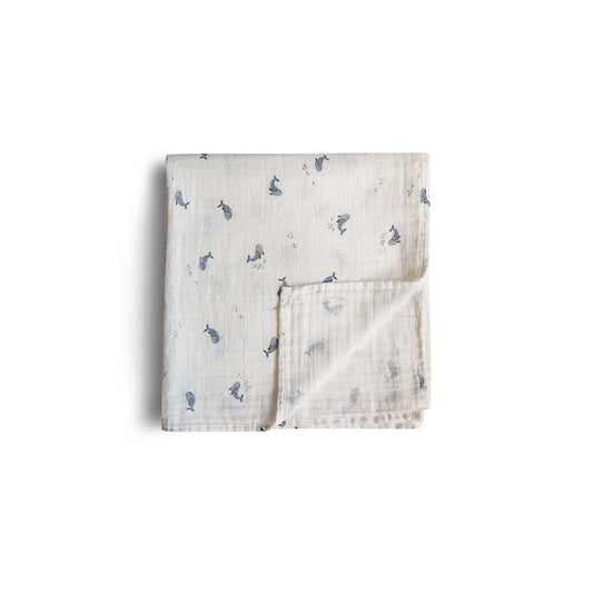 Mushie - Mulltuch "Swaddle Muslin Whales"