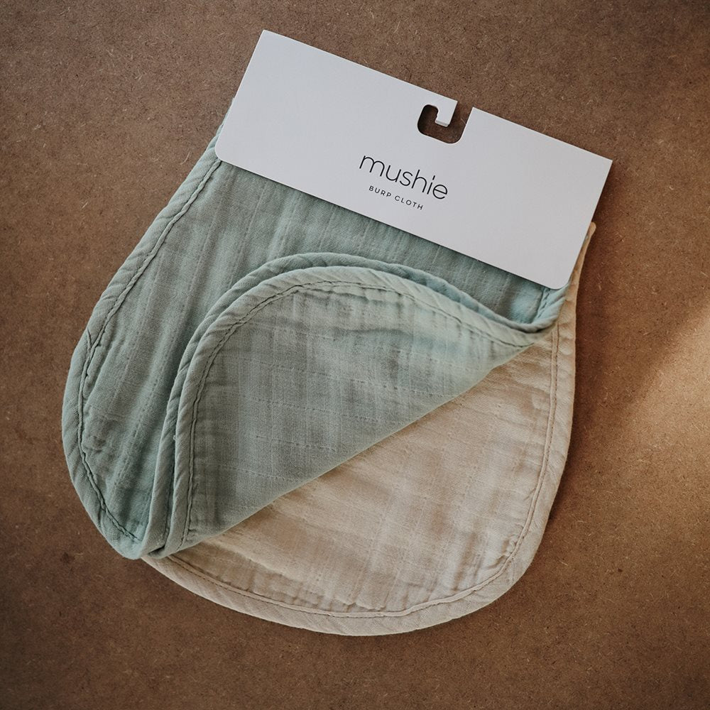 Mushie - Spucktücher "Muslin Roman Green / Fog", 2er Pack