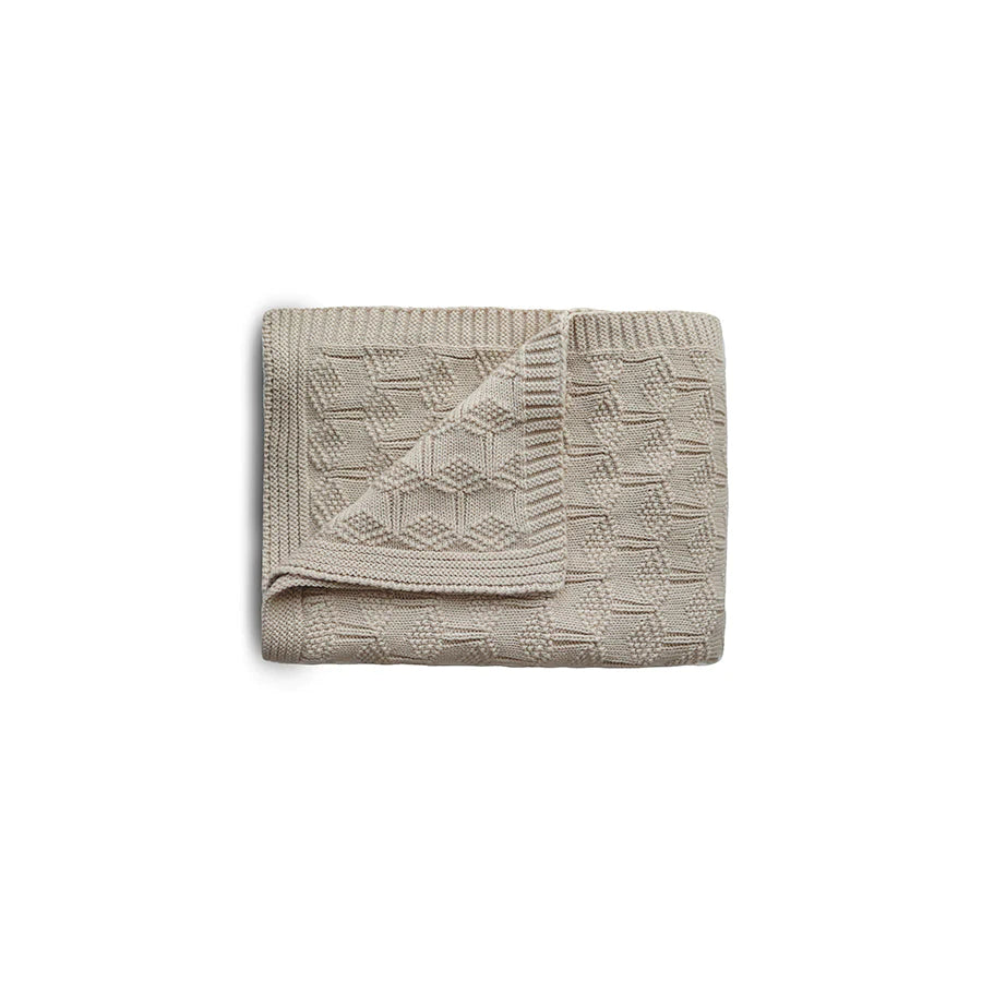 Mushie - Strickdecke "Ribbed Honeycomb Beige"