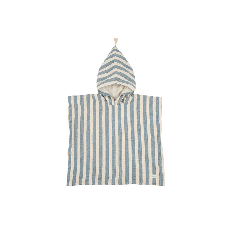 Nobodinoz – Badeponcho "Portofino Blue Stripes" aus 100% Bio-Baumwolle