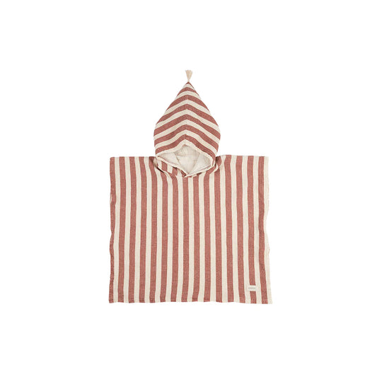 Nobodinoz – Badeponcho "Portofino Red Stripes" aus 100% Bio-Baumwolle