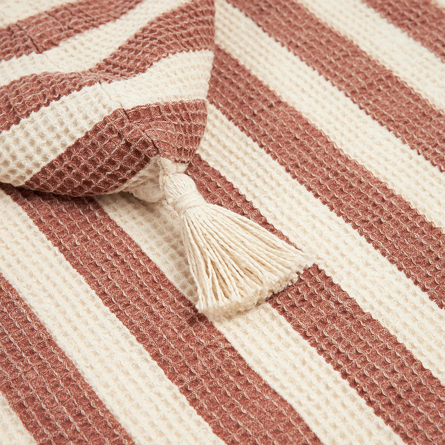 Nobodinoz – Badeponcho "Portofino Red Stripes" aus 100% Bio-Baumwolle