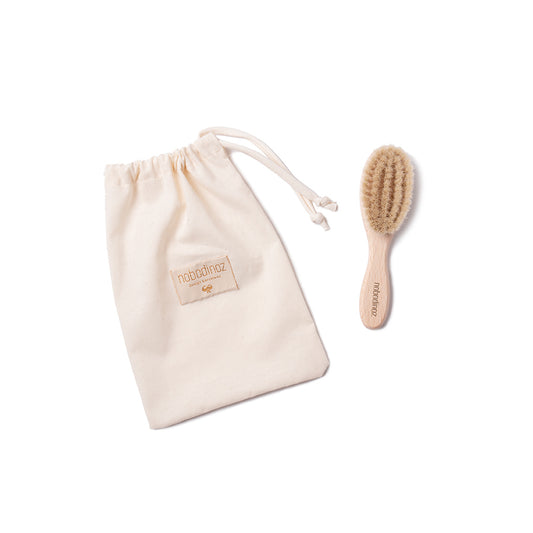 Nobodinoz – Babybürste „Natural“ aus Buchenholz & Ziegenhaar