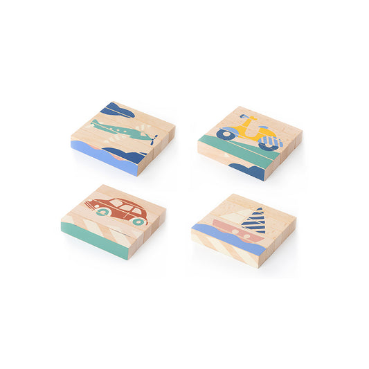 Nobodinoz – Holzpuzzle „Transport“ aus Buchenholz, ab 3 Jahren