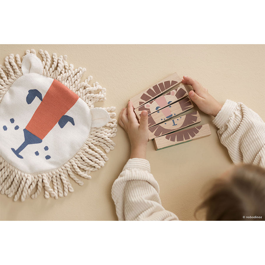 Nobodinoz – Puzzle „Wild Animals“ aus Buchenholz, ab 3 Jahren