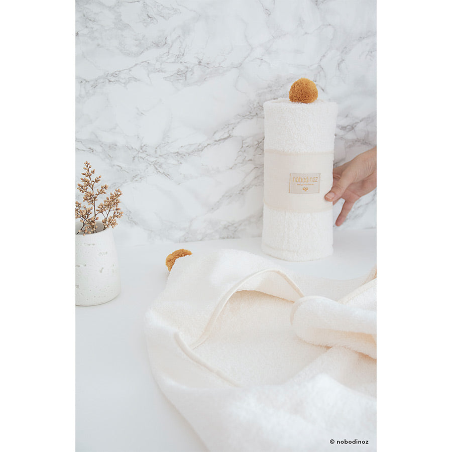 Nobodinoz – Baby Kapuzenhandtuch "So Cute Natural" aus Bio-Baumwolle