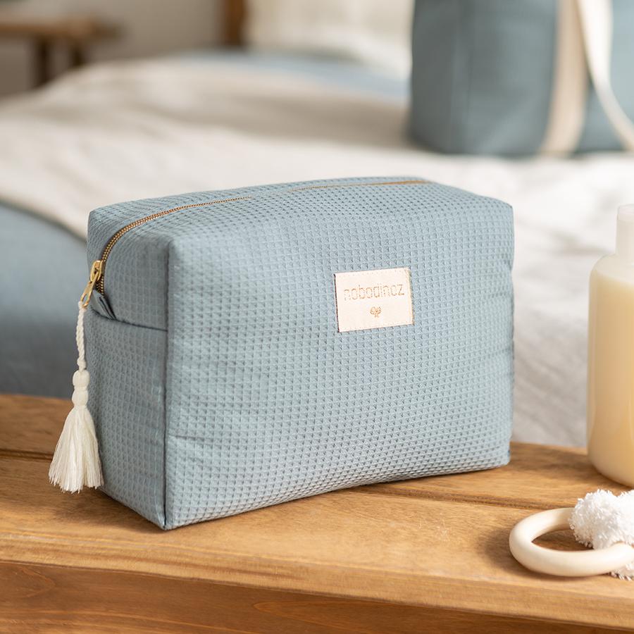 Nobodinoz – Kosmetiktasche „Diva Stone Blue“ aus 100% Bio-Baumwolle