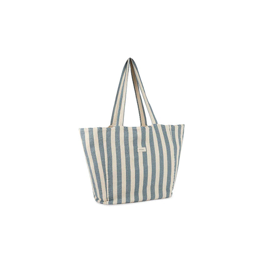 Nobodinoz – Strandtasche "Portofino Blue Stripes" aus Bio-Baumwolle
