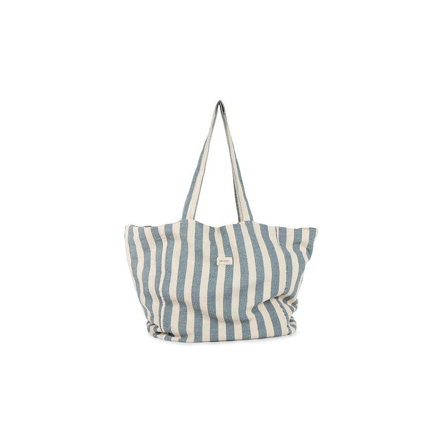 Nobodinoz – Strandtasche "Portofino Blue Stripes" aus Bio-Baumwolle