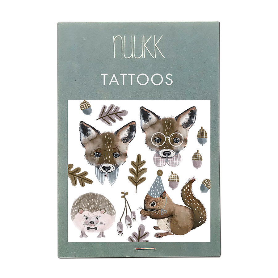 Nuukk - Bio Vegane Kinder Tattoos "Fuchs Und Eichhörnchen"