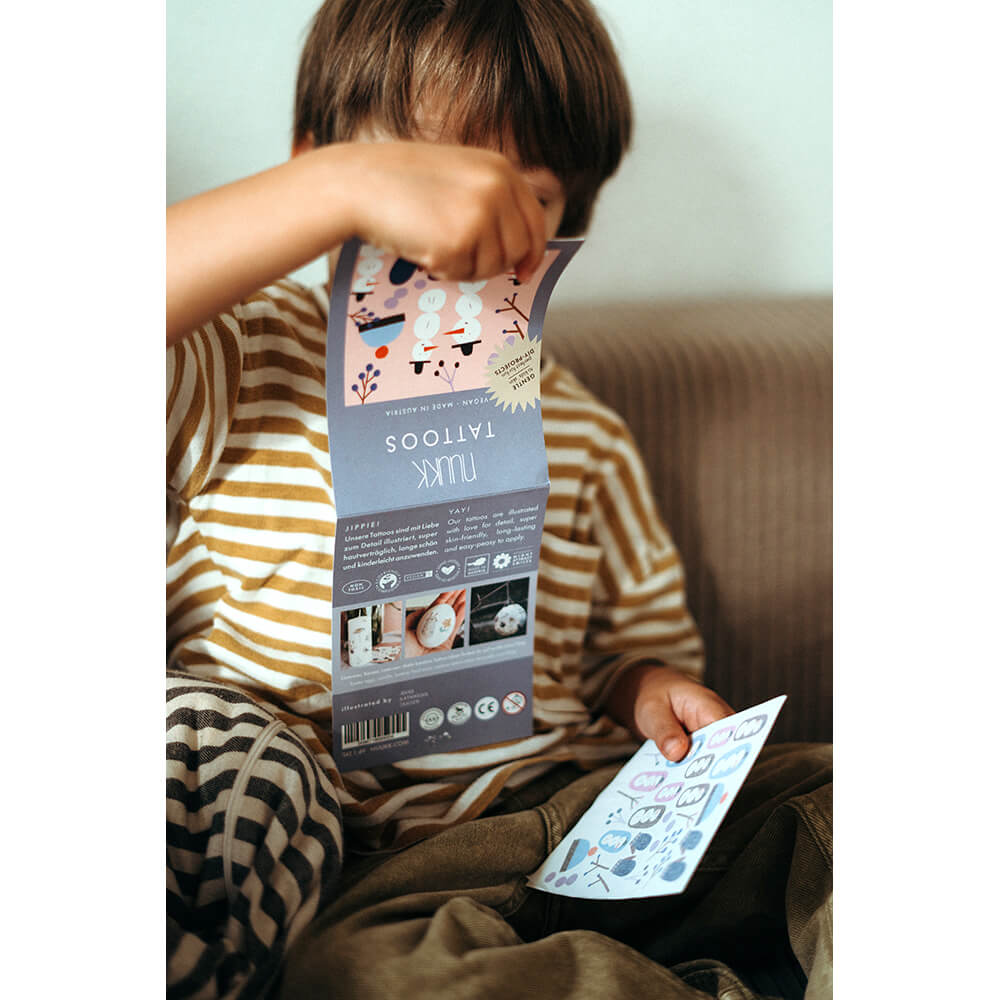 Nuukk – Kindertattoos „Schneemann“, vegan & dermatologisch getestet