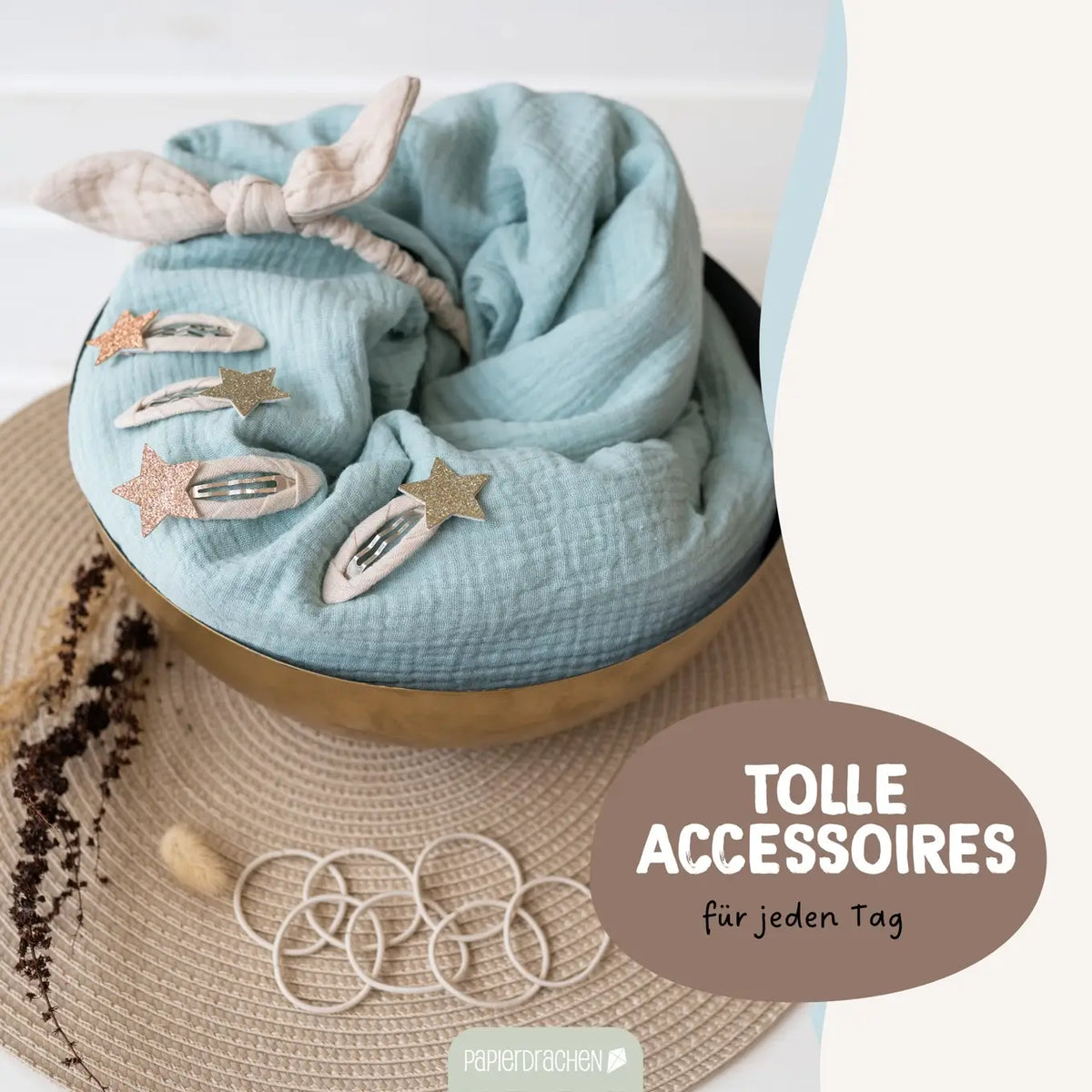 Papierdrachen - Musselin Haar-Accessoires Set - Beige