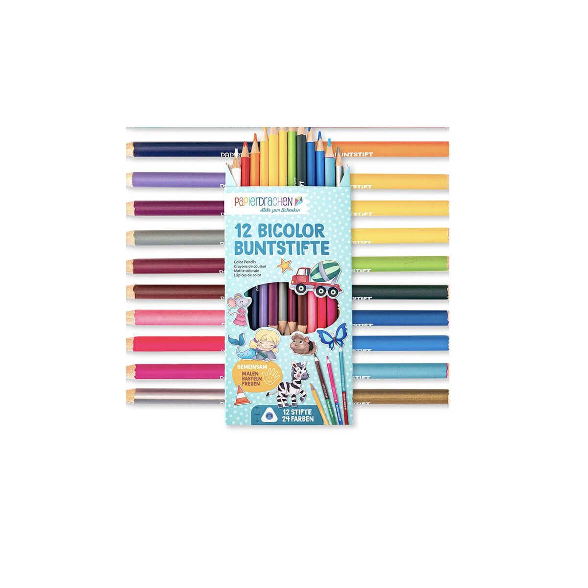 BUNTSTIFTE BICOLOR – 12 STÜCK = 24 FARBEN