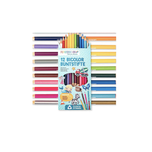 BUNTSTIFTE BICOLOR – 12 STÜCK = 24 FARBEN