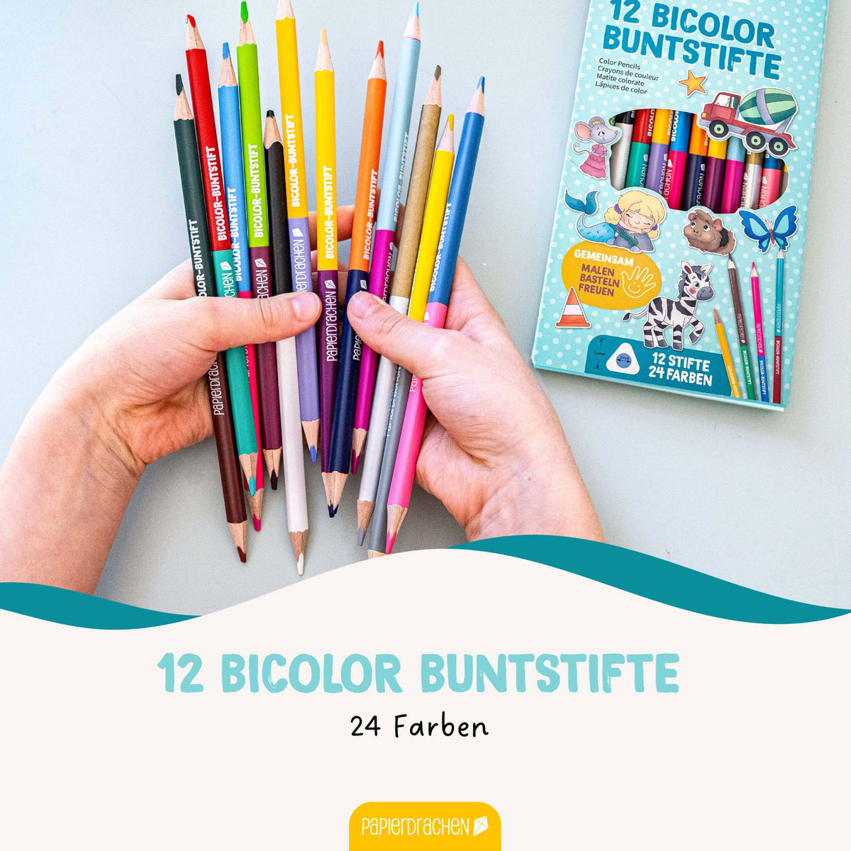 BUNTSTIFTE BICOLOR – 12 STÜCK = 24 FARBEN