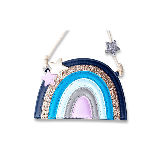 Papierdrachen - Kinderhandtasche - Regenbogen blau