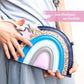 Papierdrachen - Kinderhandtasche - Regenbogen blau