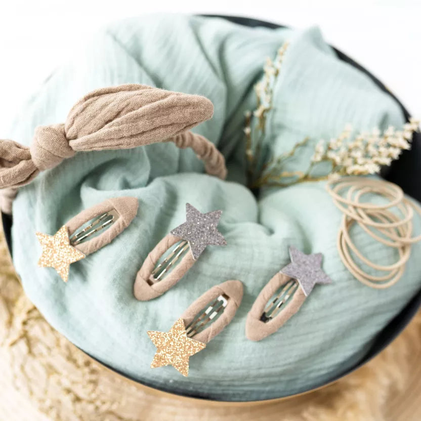 Papierdrachen - Musselin Haar-Accessoires Set - Beige