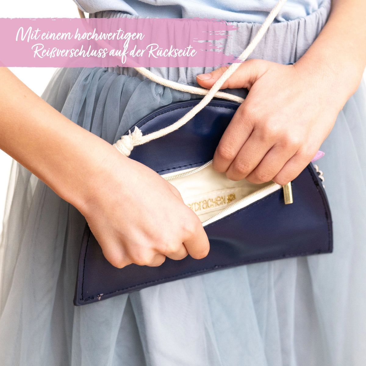 Papierdrachen - Kinderhandtasche - Regenbogen blau