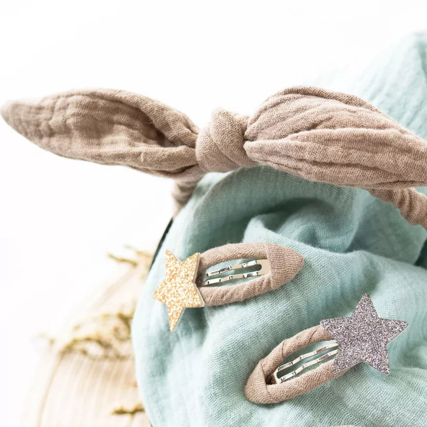 Papierdrachen - Musselin Haar-Accessoires Set - Beige