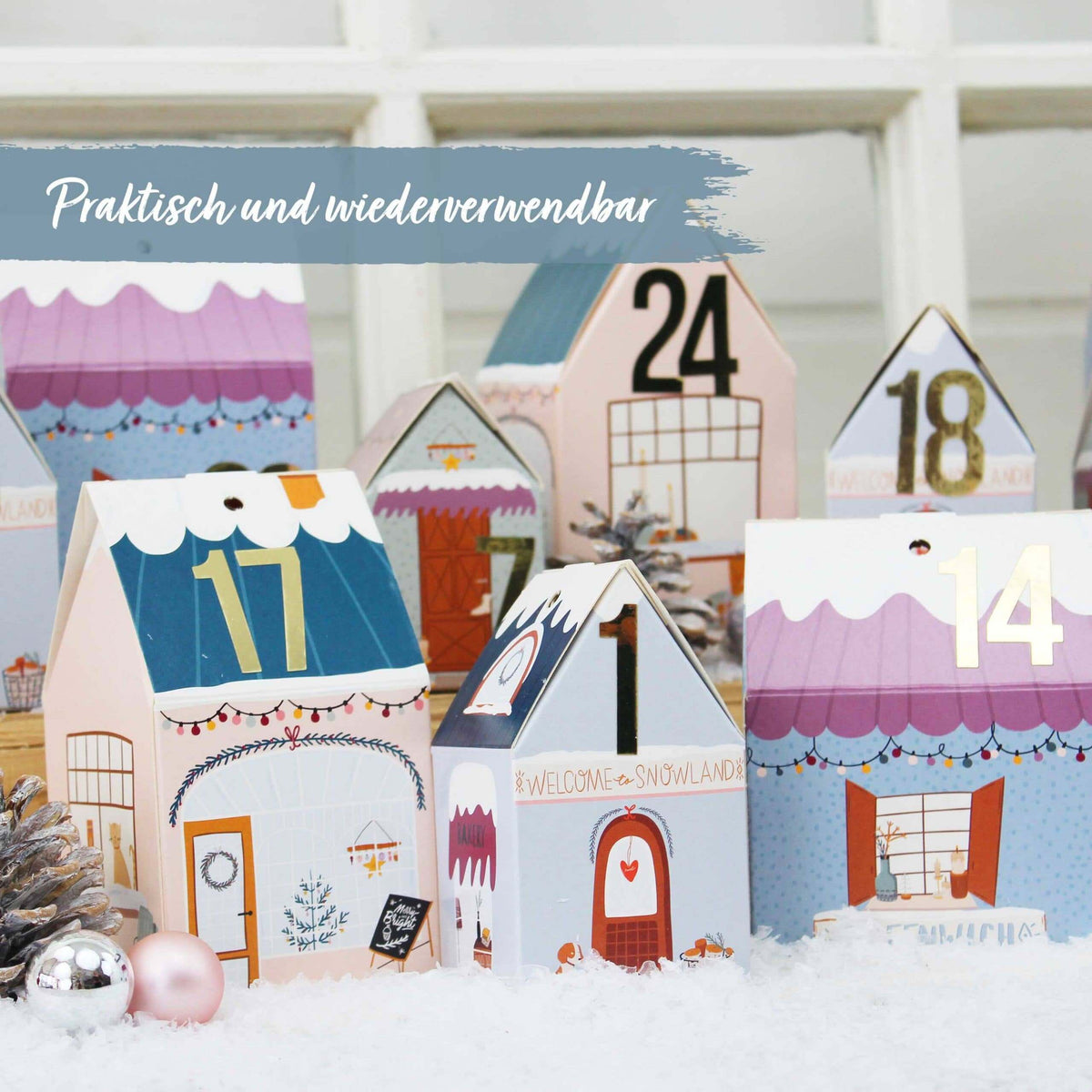 Papierdrachen – Adventskalender Weihnachtsdorf Bunt