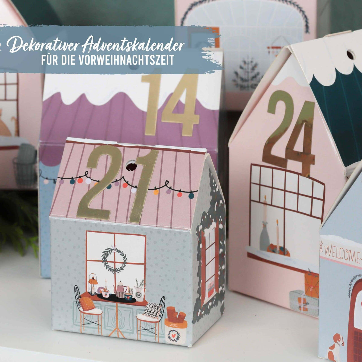 Papierdrachen – Adventskalender Weihnachtsdorf Bunt