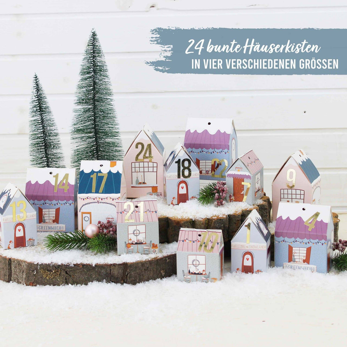 Papierdrachen – Adventskalender Weihnachtsdorf Bunt