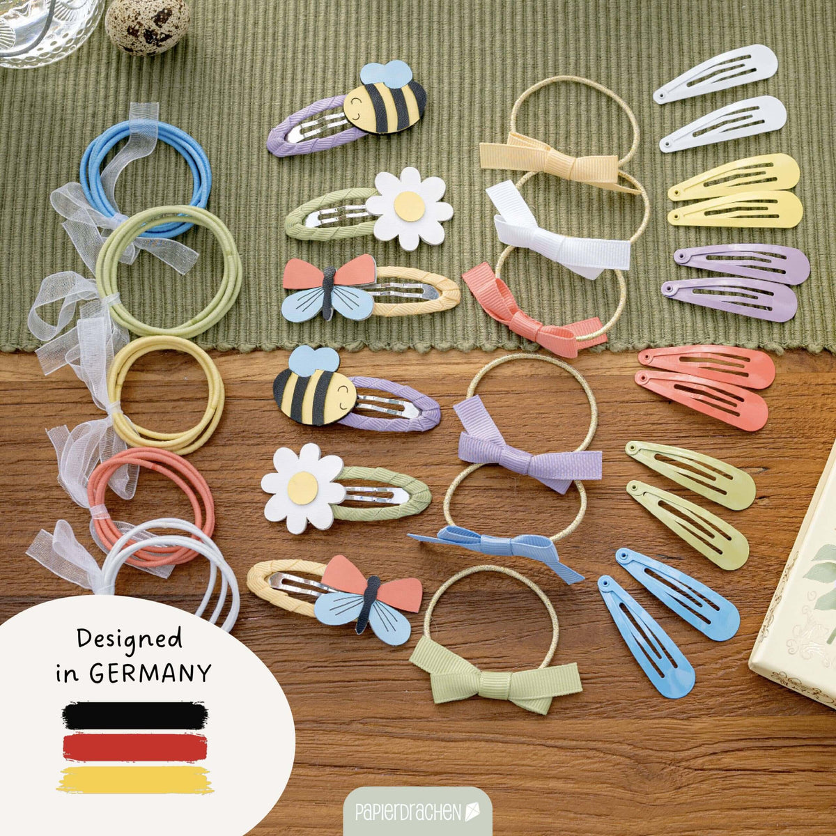 Papierdrachen - Haarschmuck-Set - Frühling