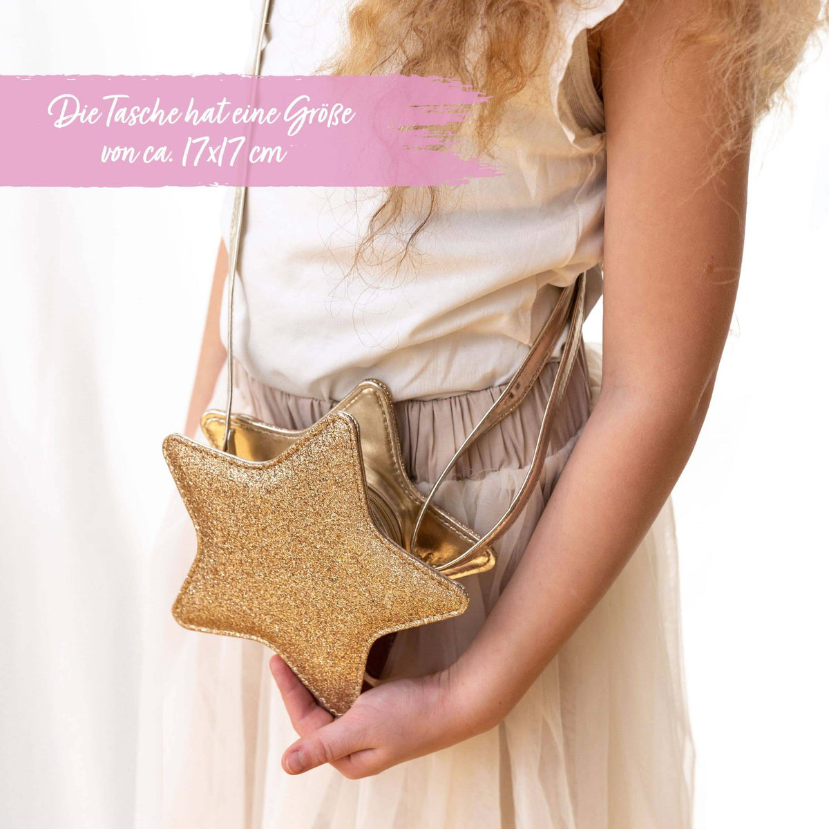 Papierdrachen - Kinderhandtasche - Stern Gold glitter