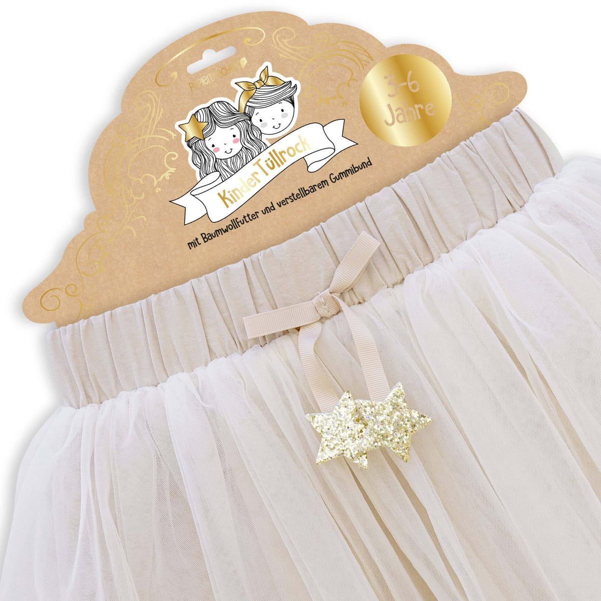 Papierdrachen - Tüll Rock mit Glitzer - beige