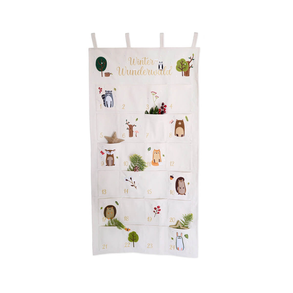 Papierdrachen - Wiederverwendbarer Wand-Adventskalender - Waldtiere