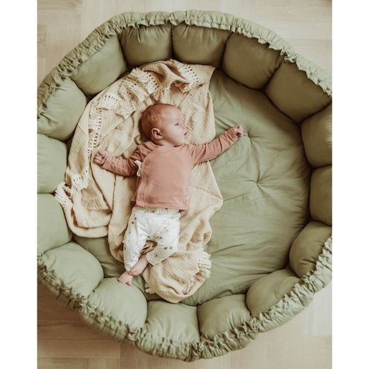 Play & Go – Bio Babynest & Spielmatte "Bloom" Grün