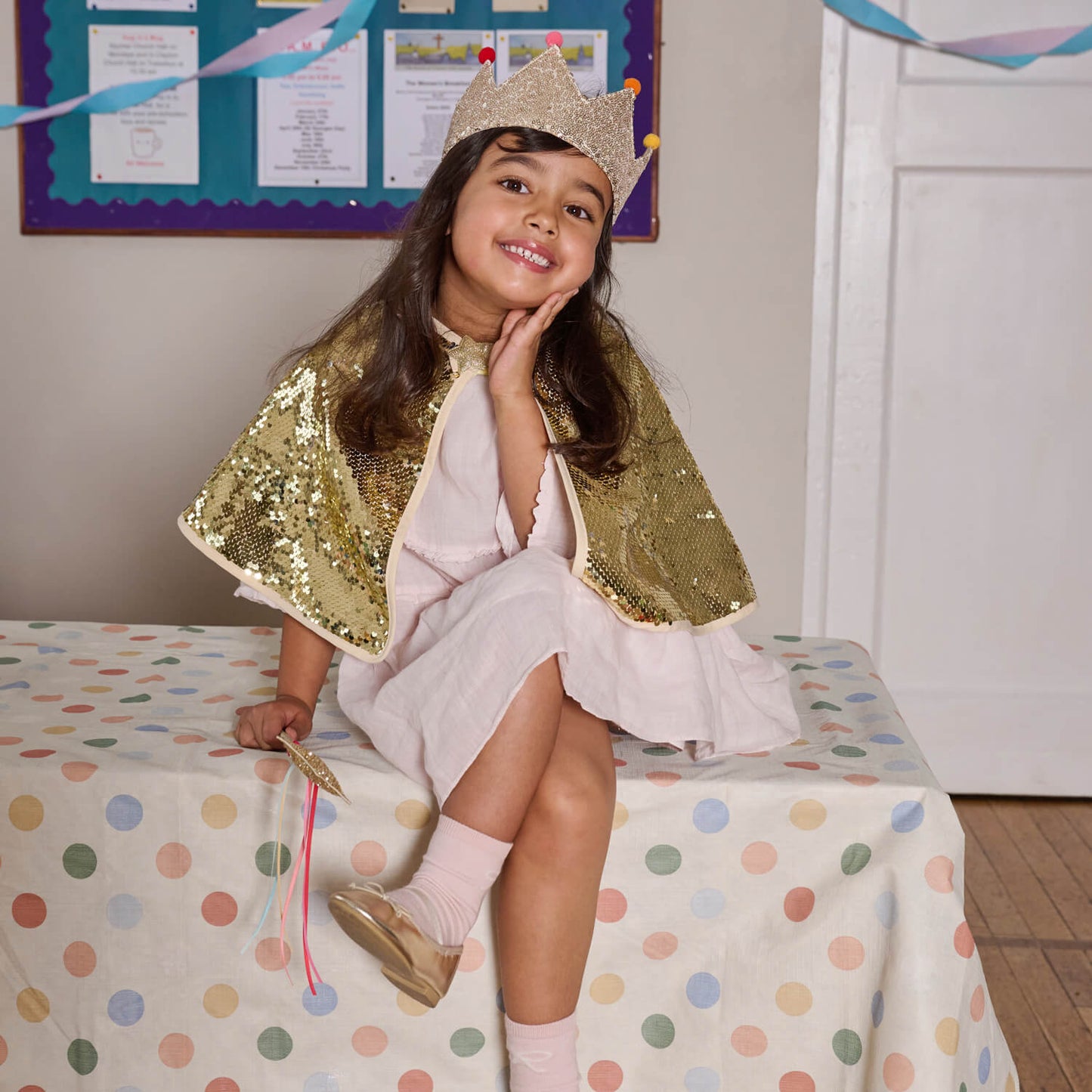 Rockahula Geburtstagskrone - Kinderkrone "Gold Sequin Pom Pom"
