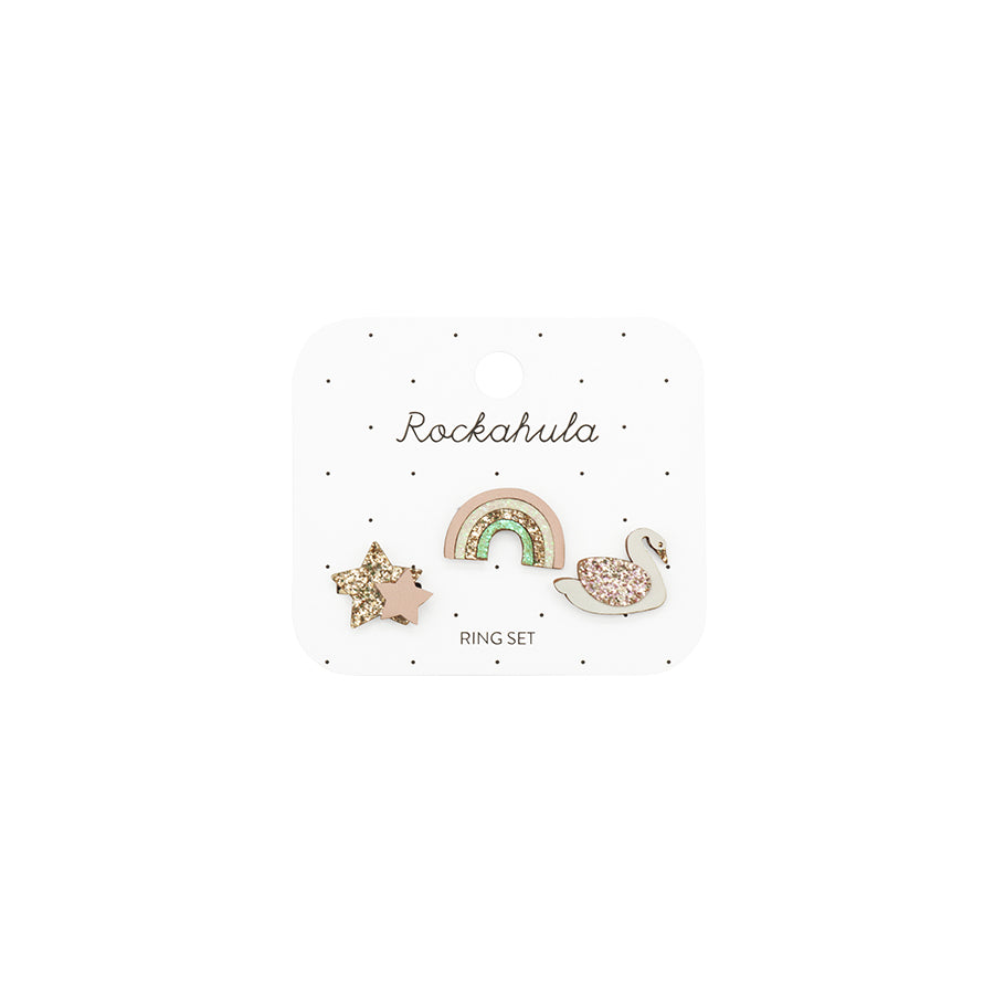 Rockahula - Ringe "Enchanted Rainbow & Swan", 3er Set