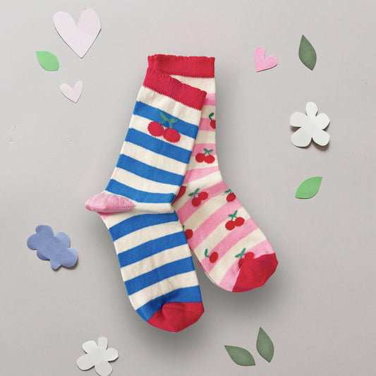 Rockahula - Socken für Kinder "Cherry Stripe", 2er Pack